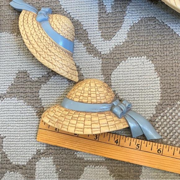 BURWOOD Vintage Straw Hats with Ribbons Wall Hanging 1980's MADE IN USA Set of 3 - Picture 4 of 10